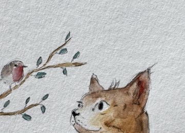 Eine Postkarte mit einem Katzenmotiv ohne Spruch